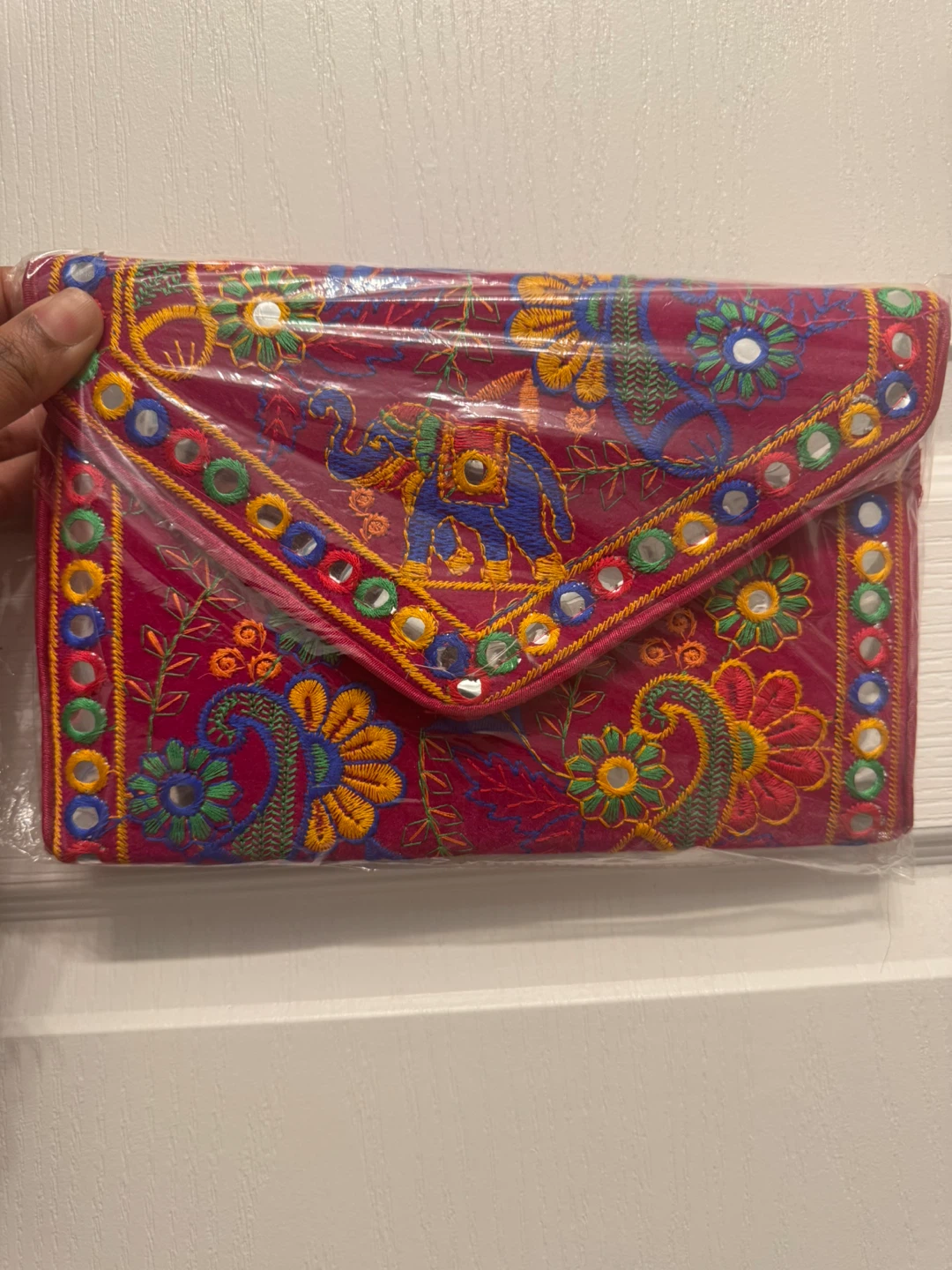 Brand New Hand Embroidered Clutch Bag with Mirror Work
