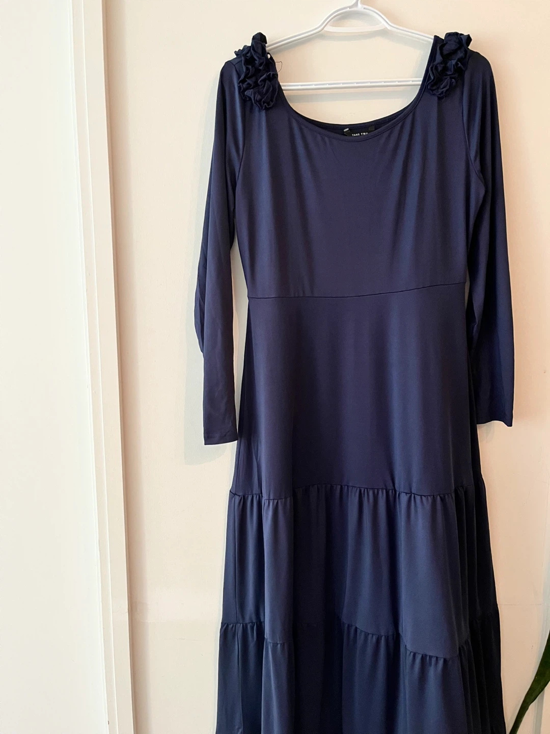 Navy Blue Tiered Maxi Dress with Ruffle Detail (Final Sale)