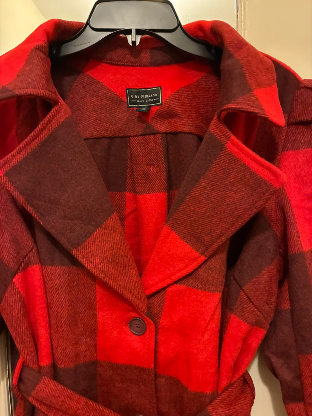 G by Giuliana Black Label Red Buffalo Plaid Coat Size XLP - photo 2