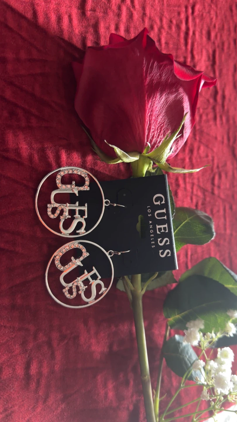 Guess Rhinestone Logo Drop Earrings - photo 2