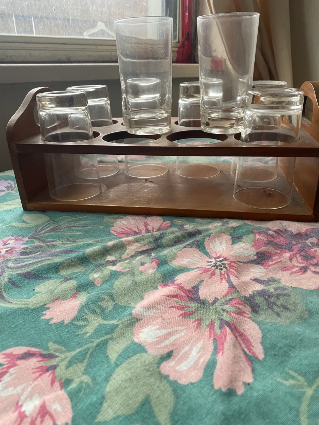 Set of 6 Glass Tumblers with Wooden Holder - photo 2