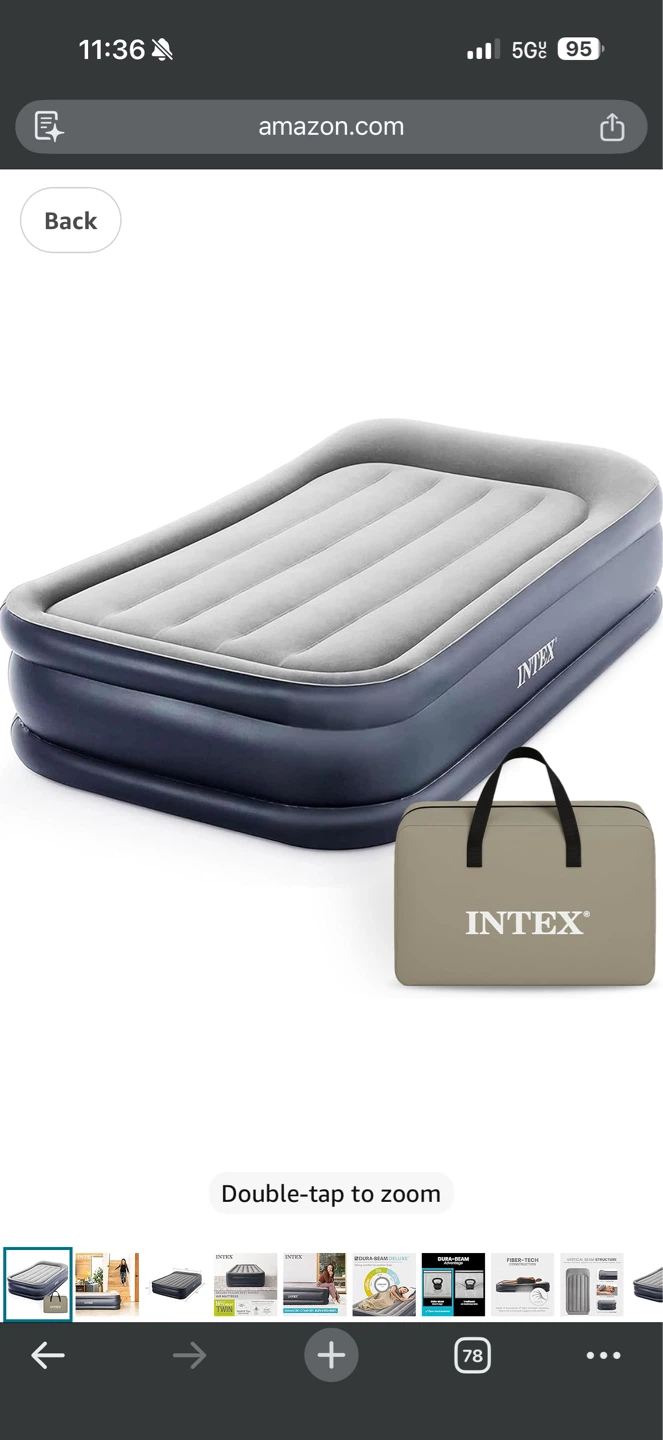 INTEX Inflatable Air Mattress with Carry Bag