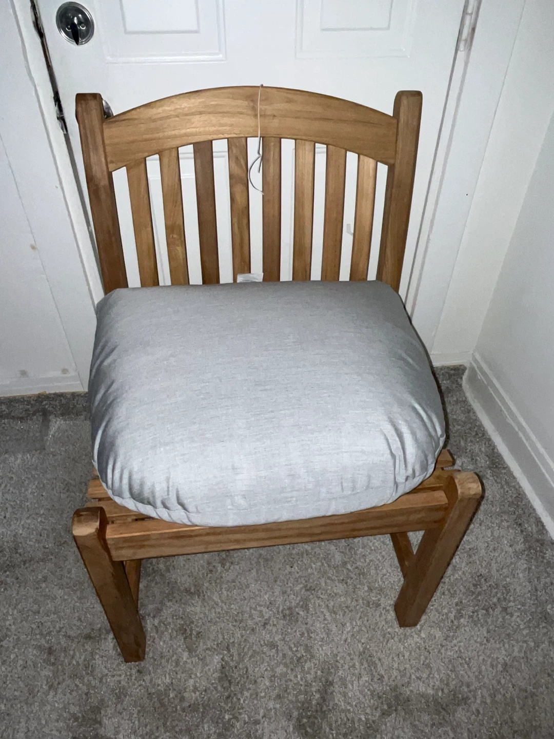 Wooden Chair with Gray Cushion