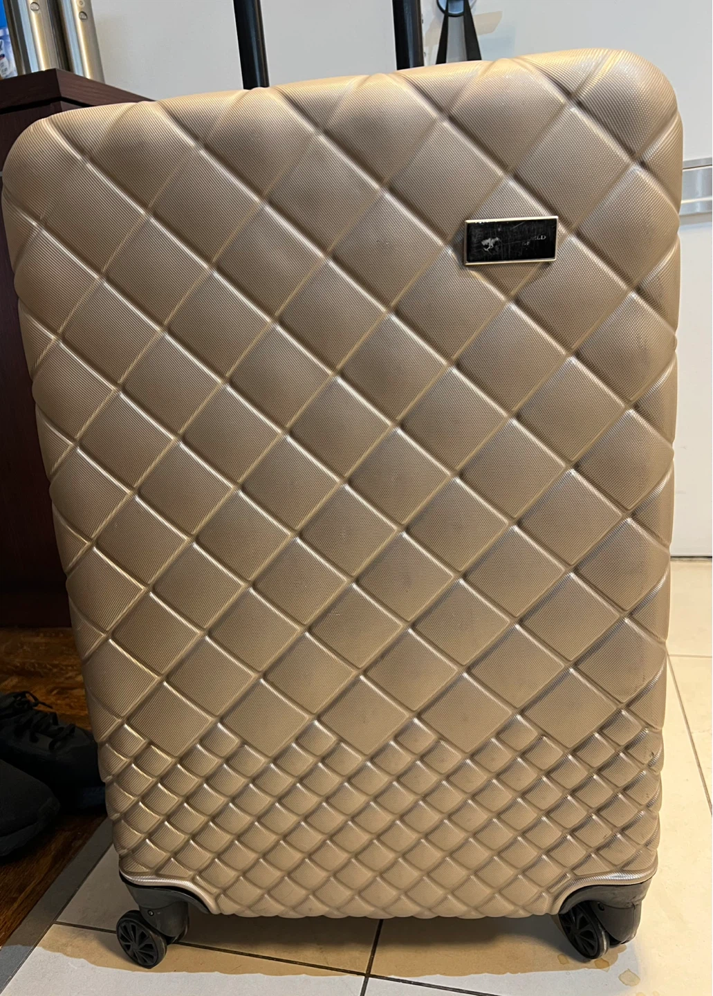 Gold Quilted Hardside Spinner Suitcase