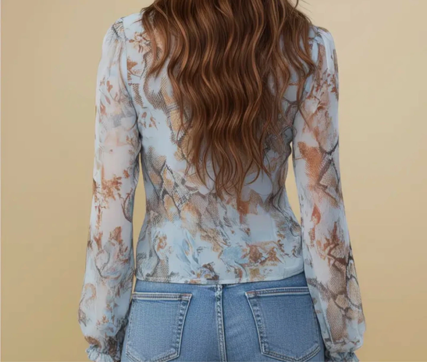 Ruffled Snakeskin Print Blouse - photo 3