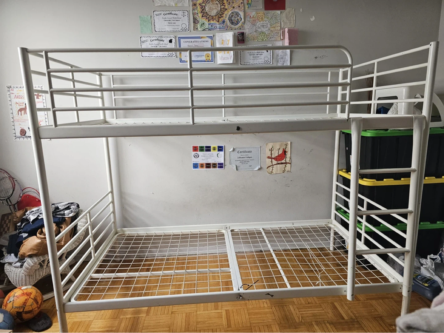 White Metal Bunk Bed Frame - photo 2