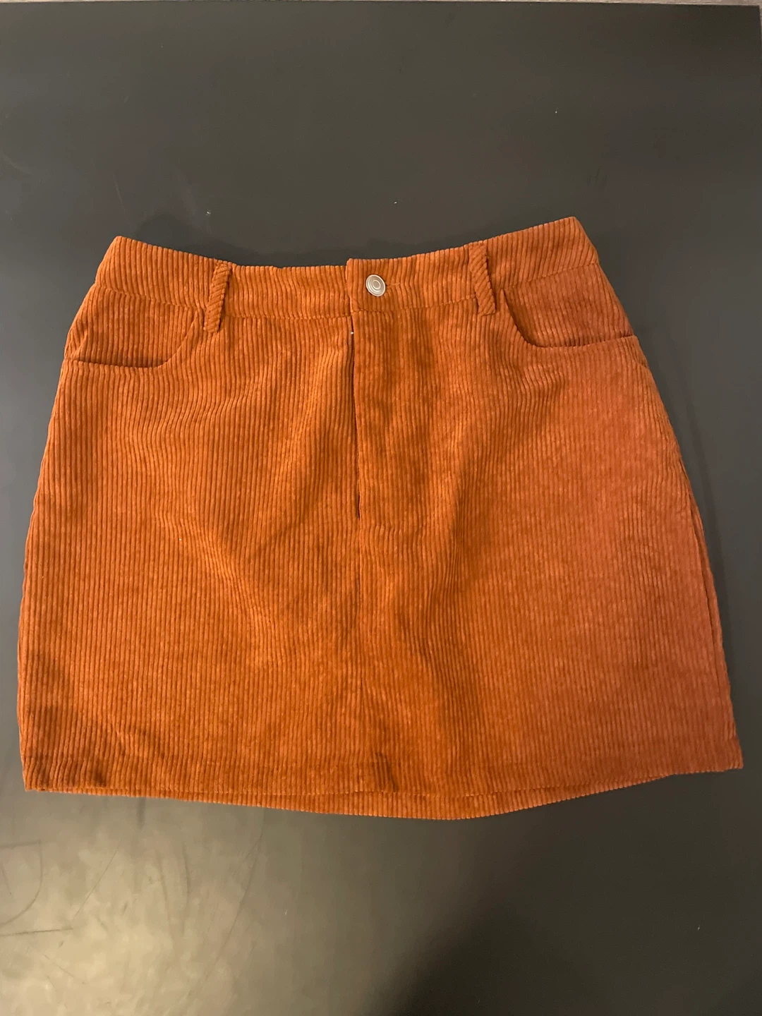 SHEIN Orange Corduroy Mini Skirt
