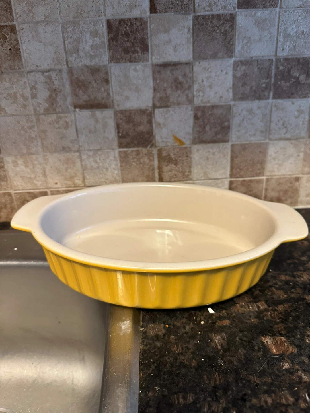 IKEA POETISK oven dish, oval/light yellow, 32x21 cm