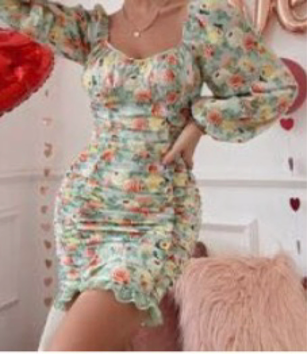 Ruched Floral Mini Dress