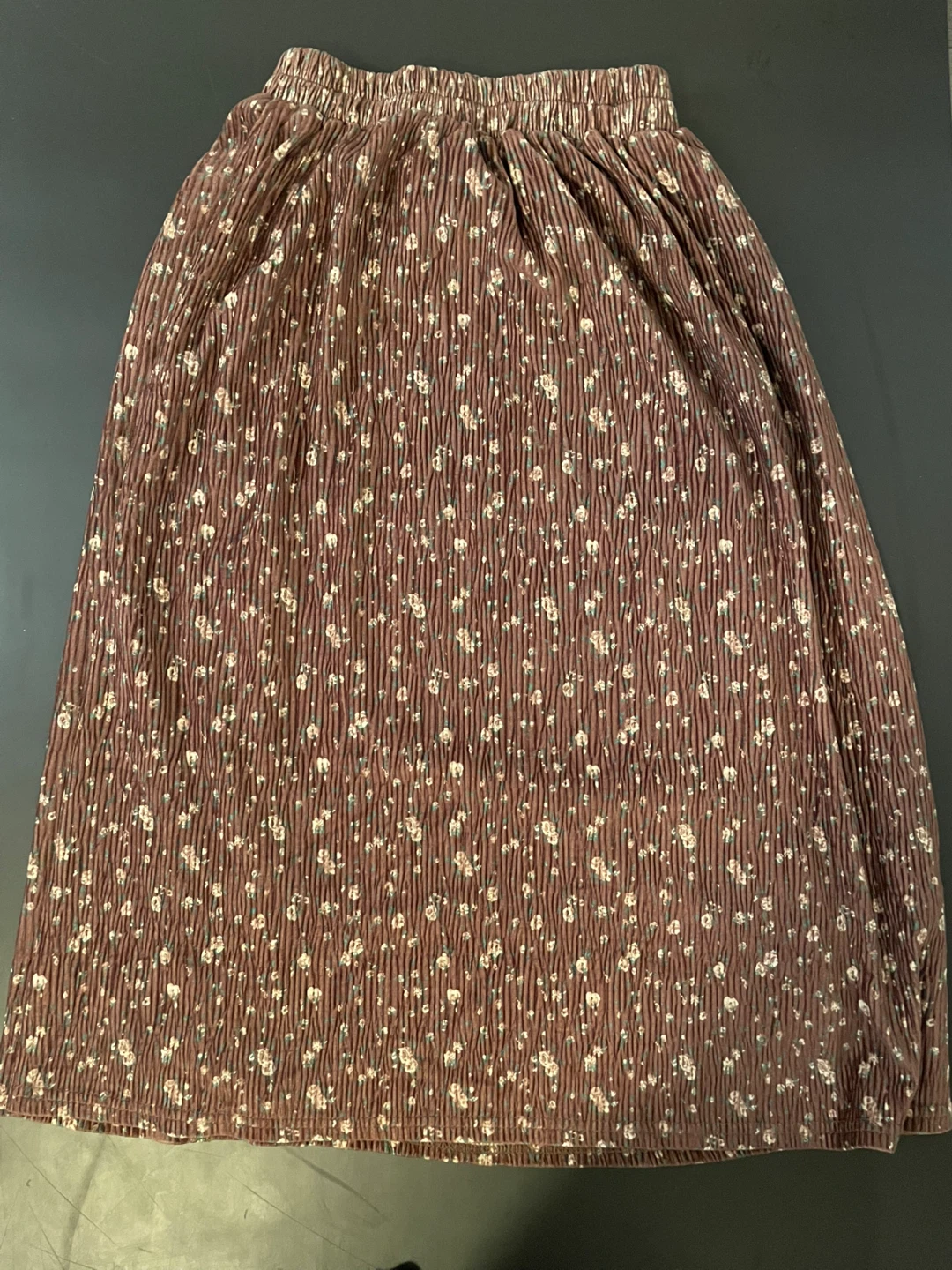 Brown Floral Midi Skirt