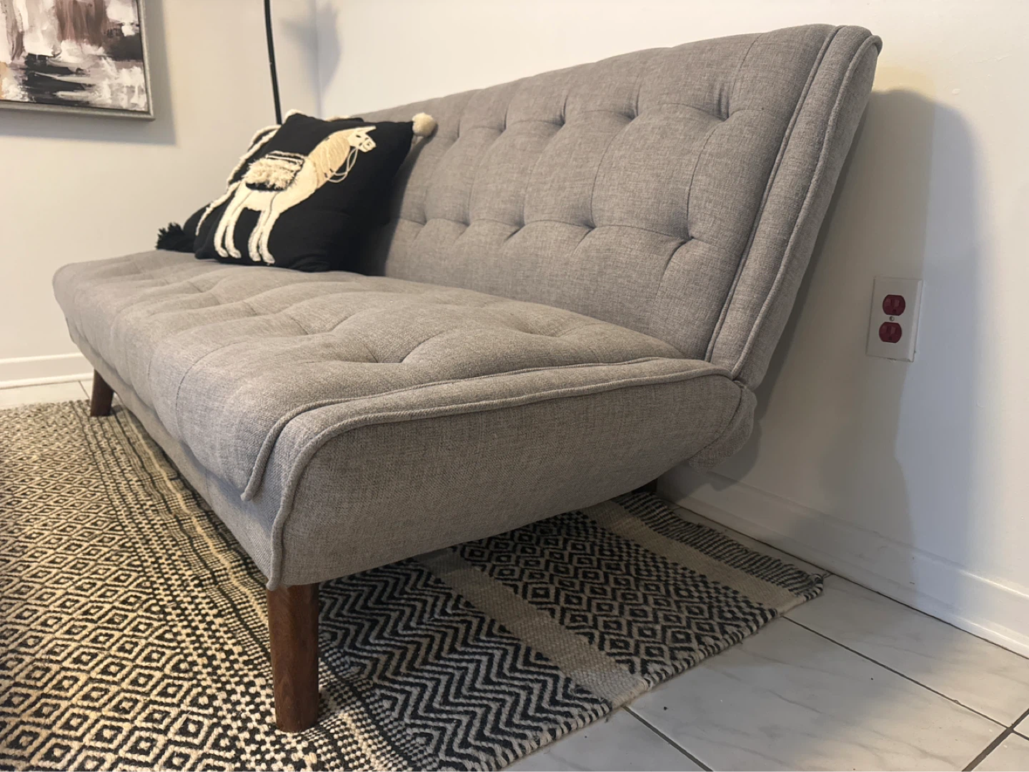 Grey Tufted Loveseat - photo 2