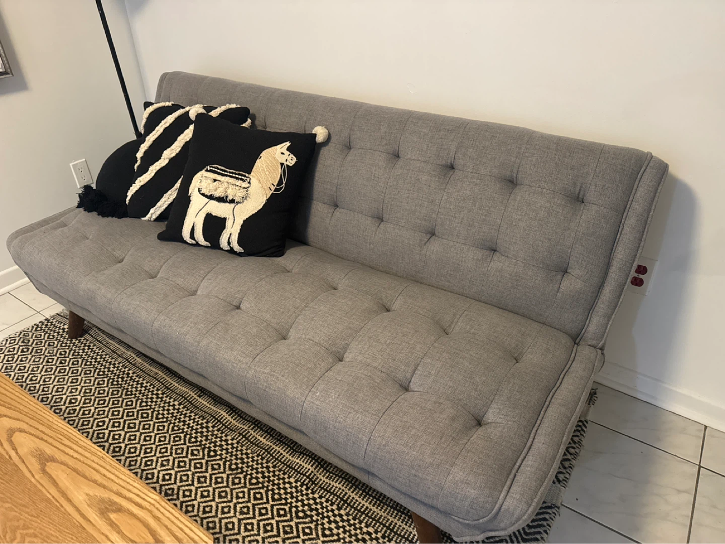 Grey Tufted Loveseat