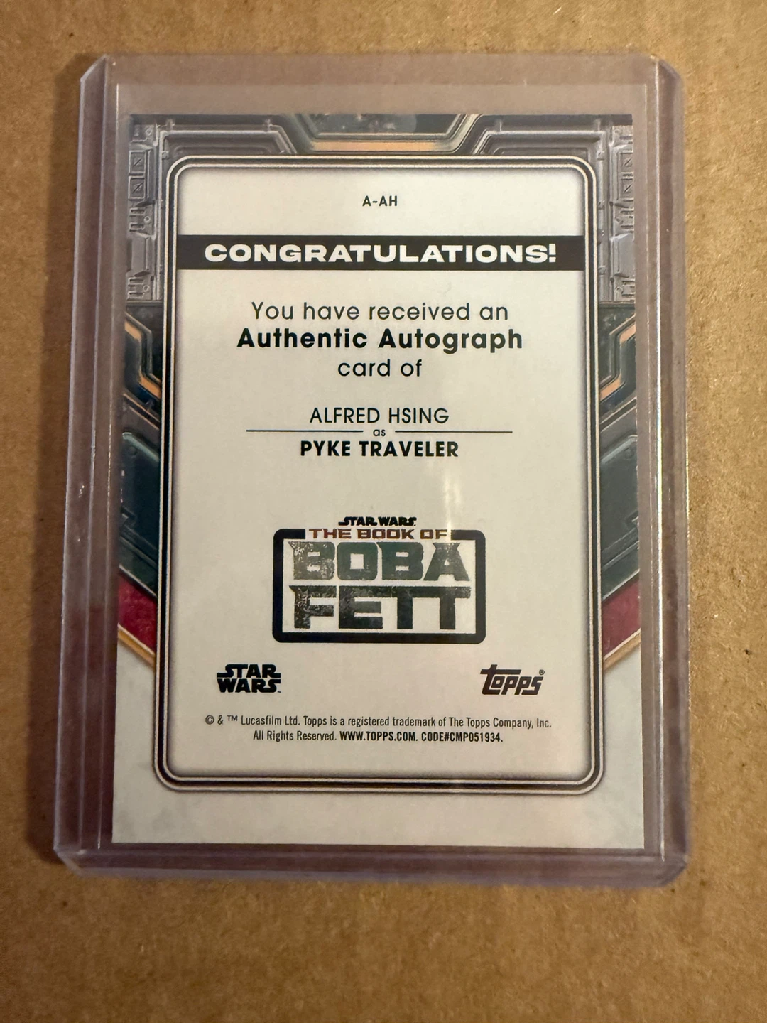 Star Wars The Book of Boba Auto Card Alfred Hsing as Pyke - photo 2