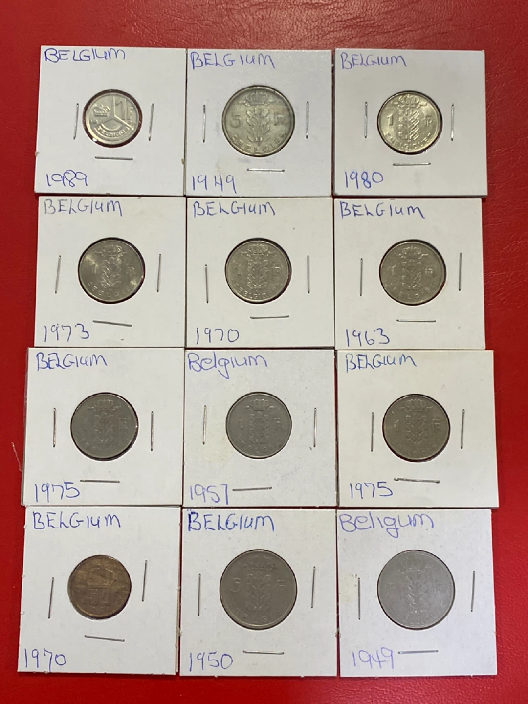 Collection of 12 Belgian Coins (Various Years) - photo 2