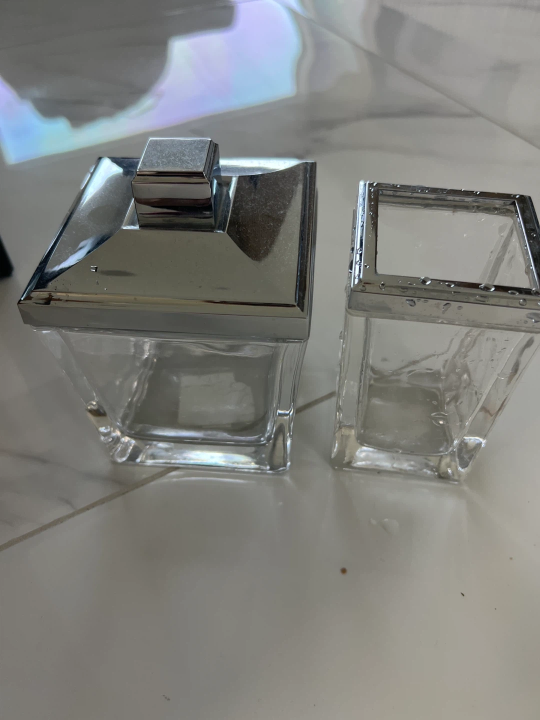 Glass Storage Jar Set with Chrome Lids