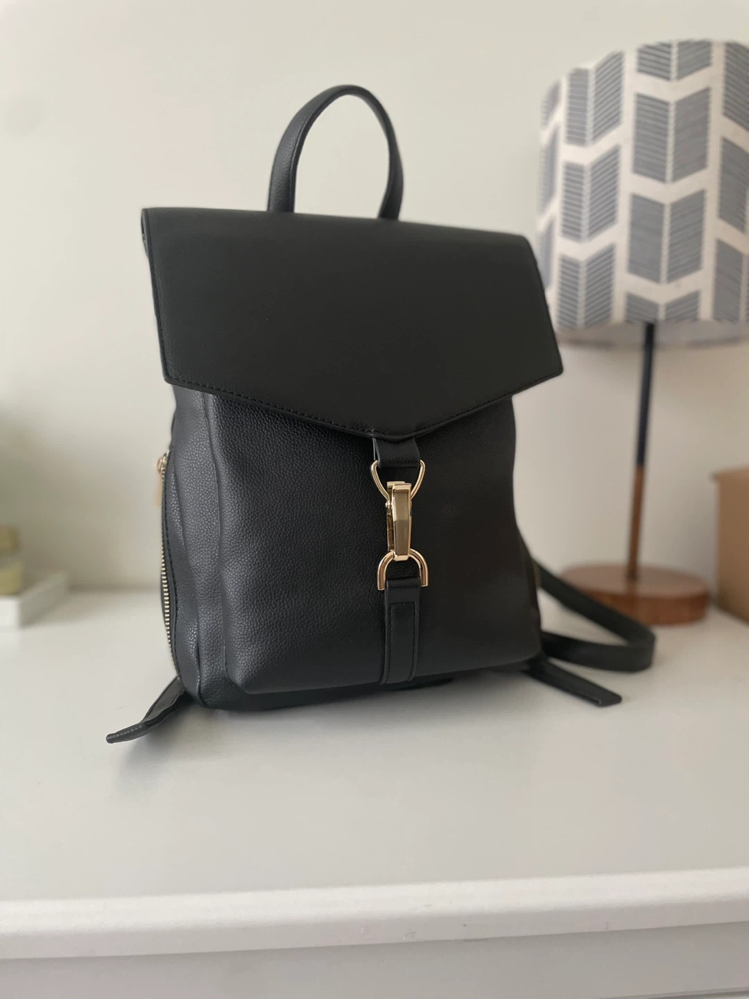 Black Faux Leather Backpack