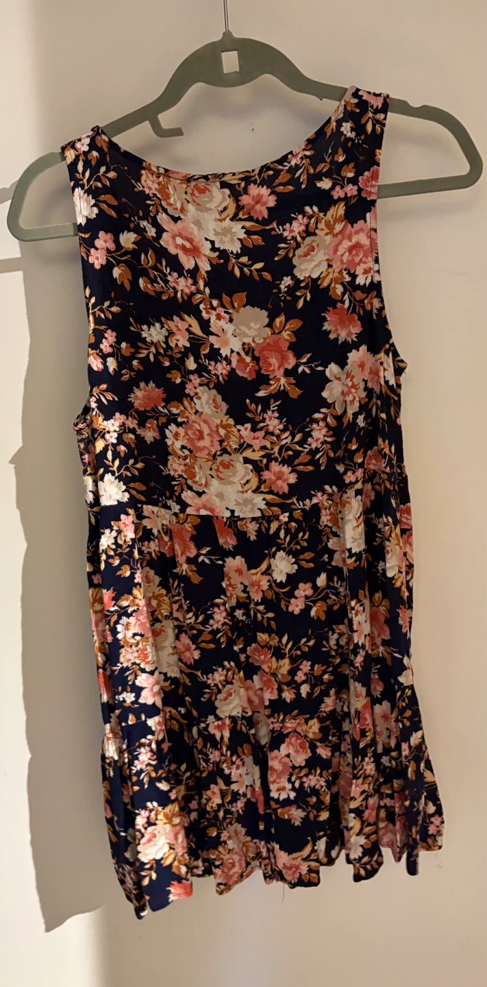 Navy Floral Sleeveless Tiered Dress - photo 2