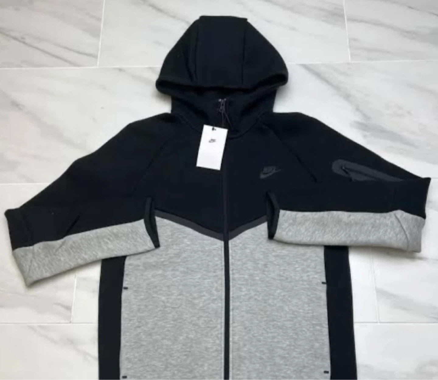 Authentic Nike Tech Fleece Full Zip Hoodie Black/Grey