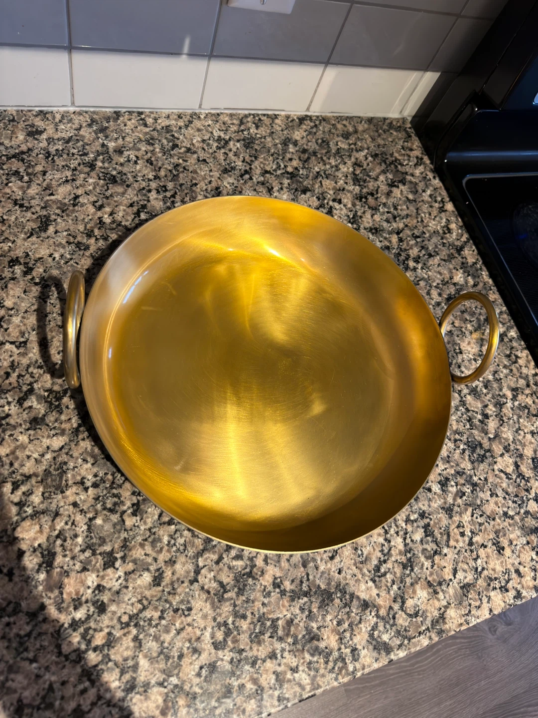 Brass Serving Tray with Handles - photo 2