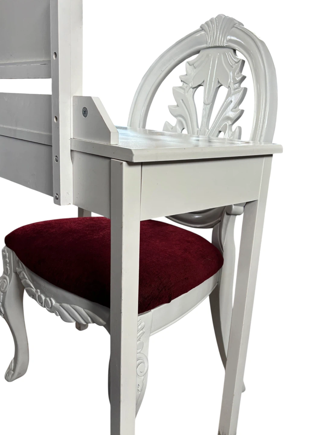 White Vanity Dressing Table with Mirror and Stool Set - photo 2