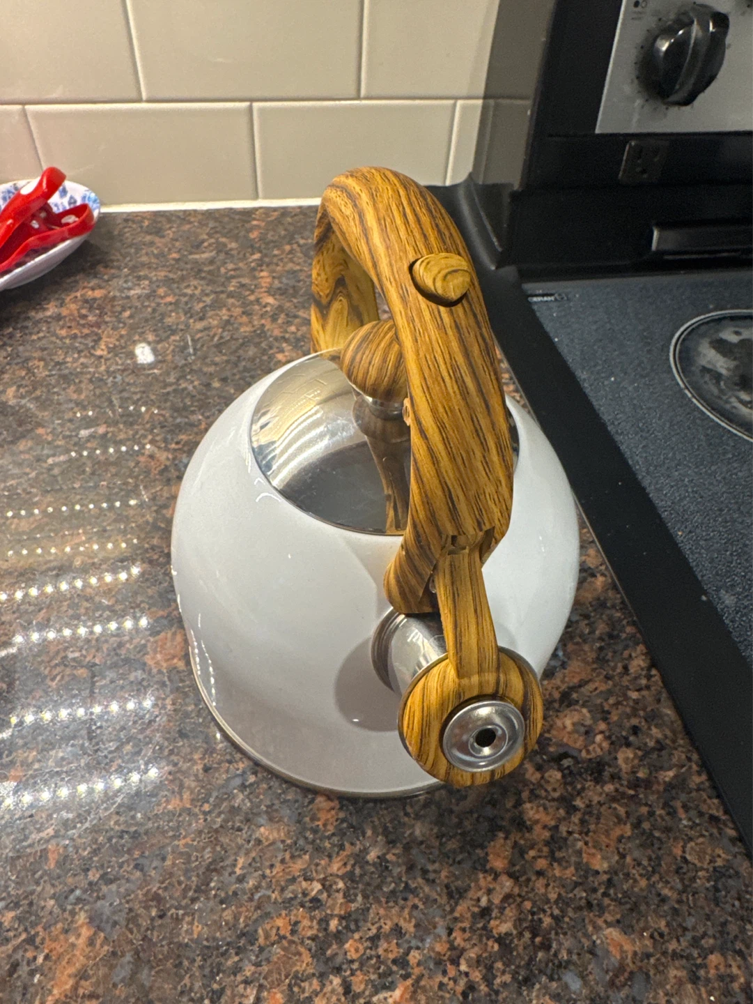 White Kettle with Wood Handle - photo 2