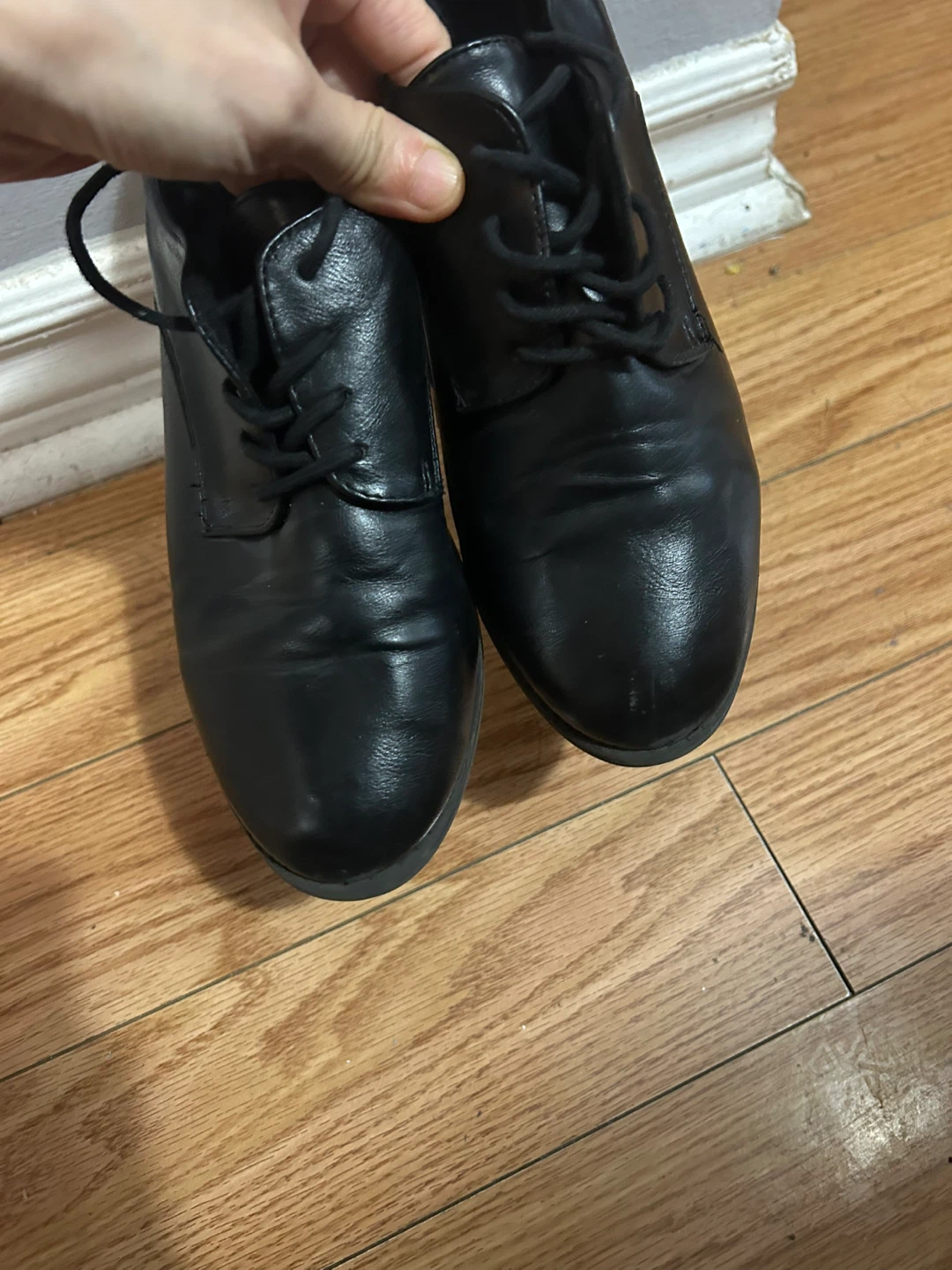 Size 4 Kids Boys Black Leather Lace-Up Dress Shoes - photo 3