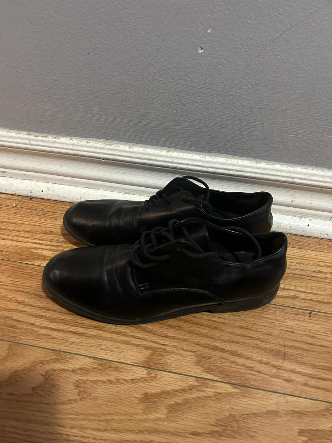 Size 4 Kids Boys Black Leather Lace-Up Dress Shoes - photo 2