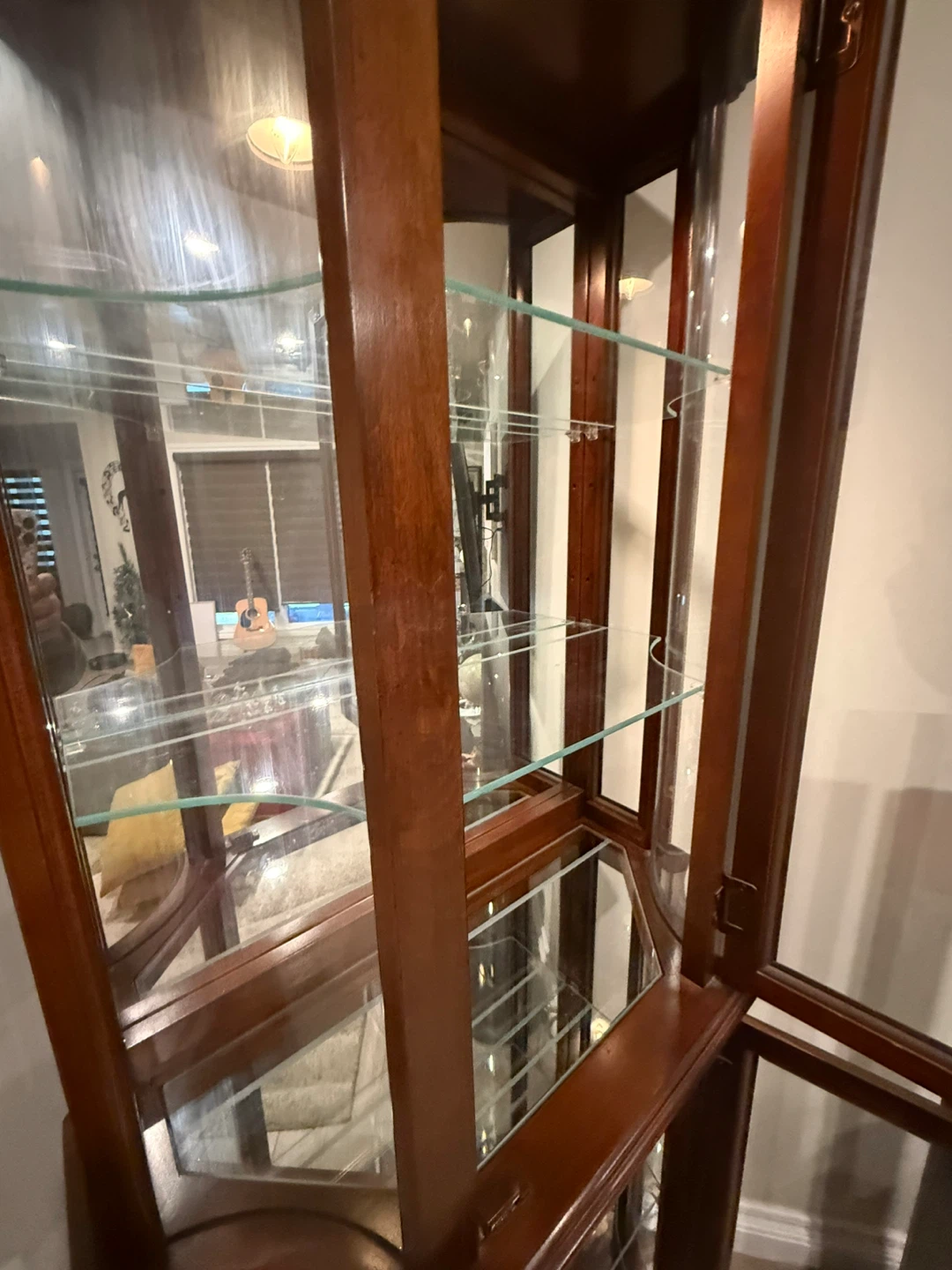 Wooden Curio Cabinet with Glass Shelves - photo 3