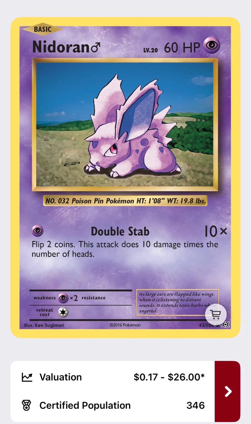 Pokemon Nidoran Male "Double Stab" Card - photo 2