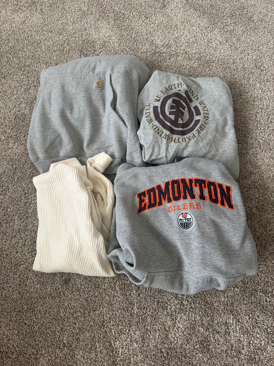Carhartt, Element, and Edmonton Oilers Hoodies Bundle