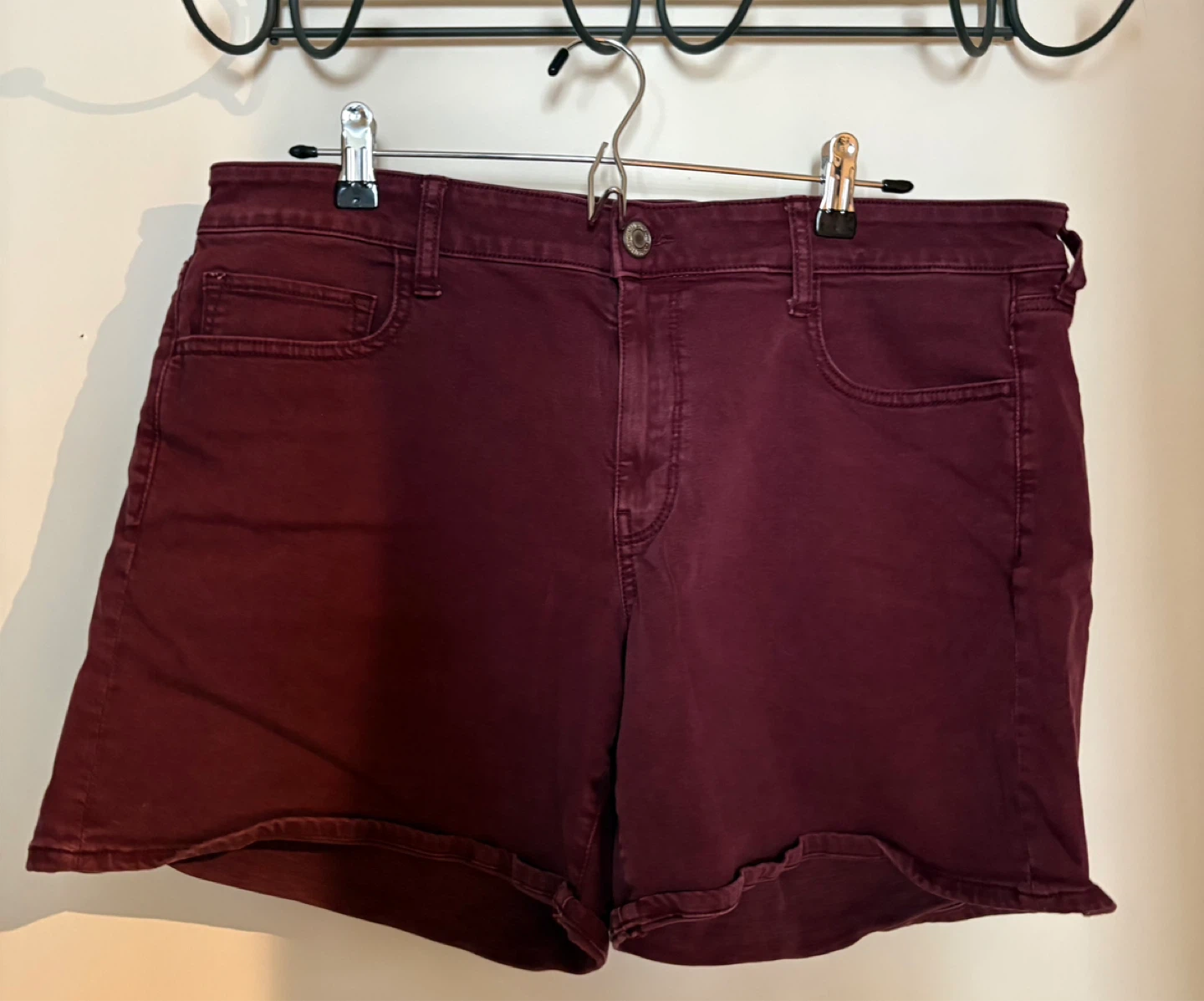 American Eagle Burgundy Denim Shorts