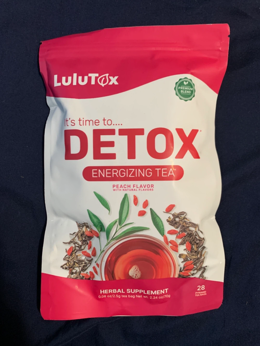 LULUTOX Detox Energizing Tea Peach Flavor - Herbal Supplement