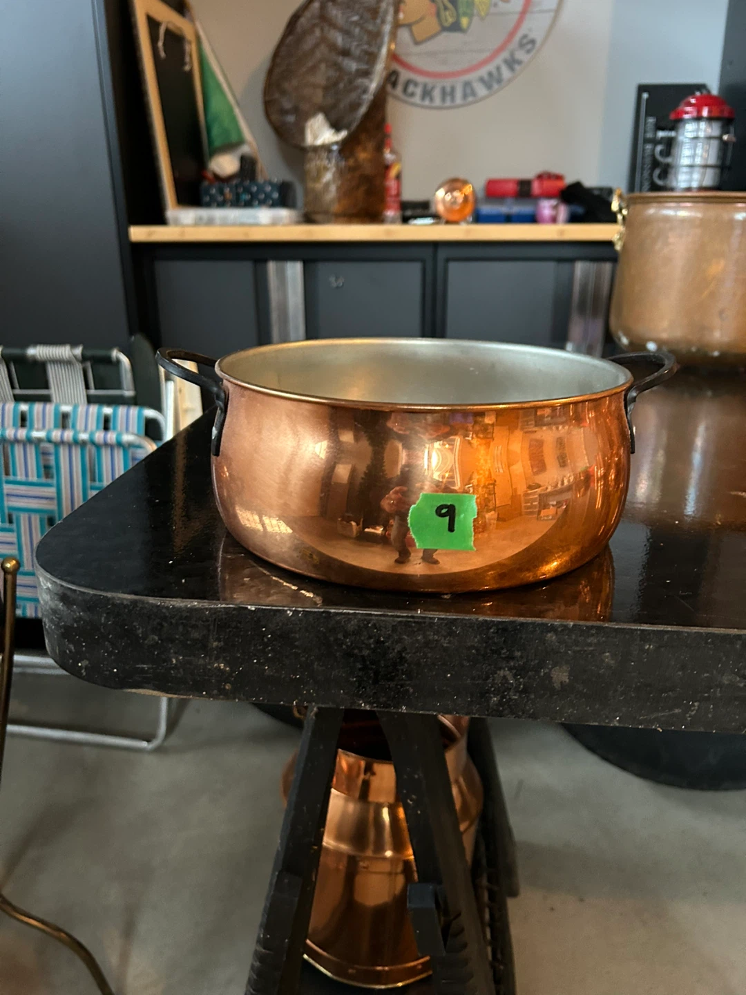 Copper Pot with Black Handles