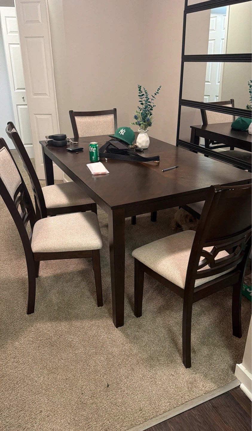 Dark Wood Dining Table with 6 Chairs