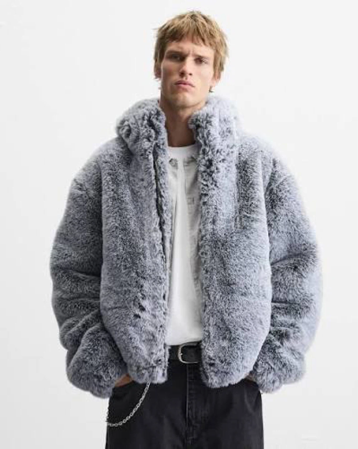 Zara - Grey Faux Fur Jacket - photo 2