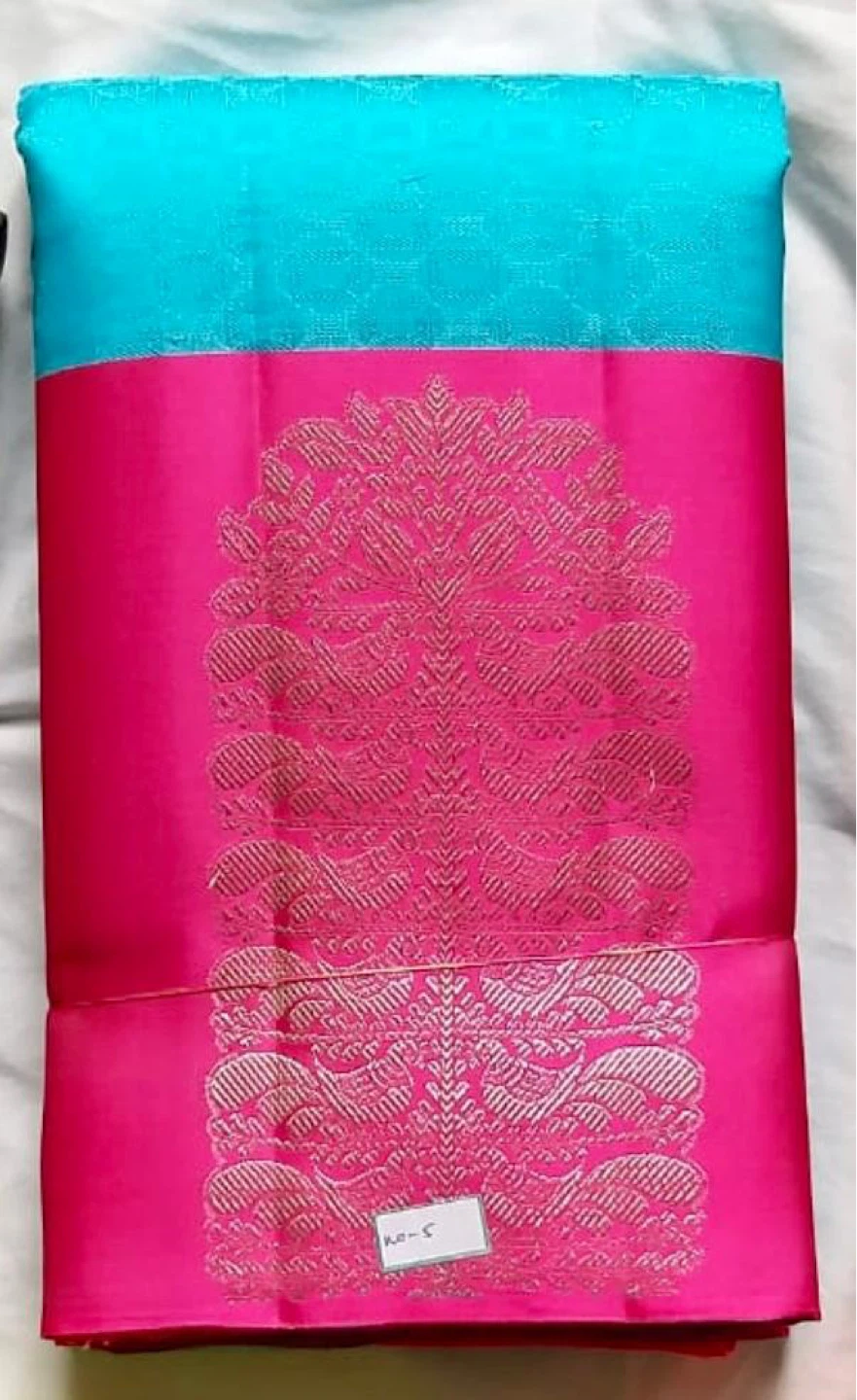 Handloom Silk Saree - Teal and Pink