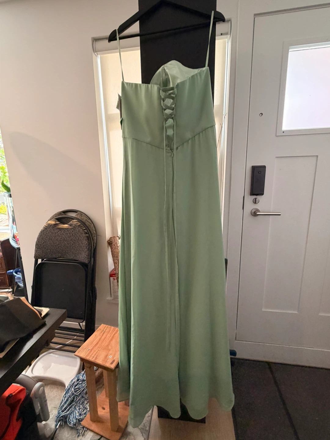 AMORIS by CD Sage Green Lace-Up Back Gown Size 2X - photo 2