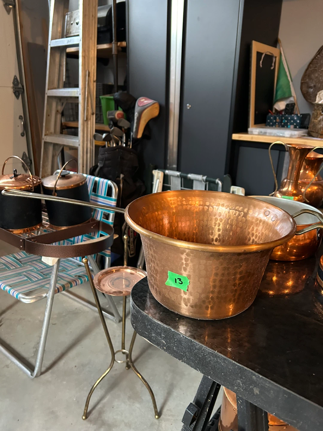 Vintage Hammered Copper Pot with Handle