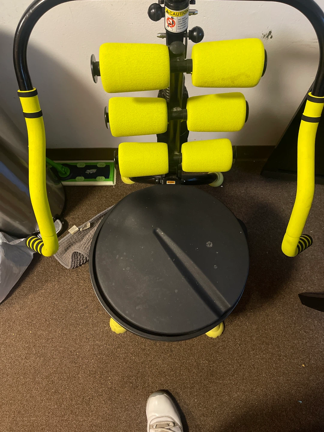Ab Roller Exercise Machine with Yellow Padded Supports