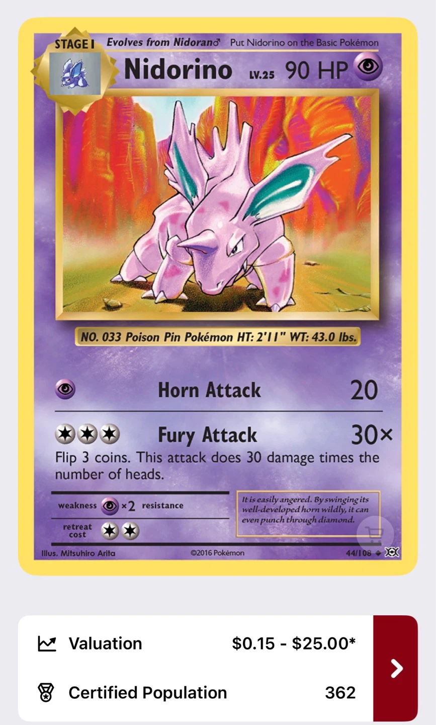 Pokémon Nidorino Stage 1 Trading Card - photo 2