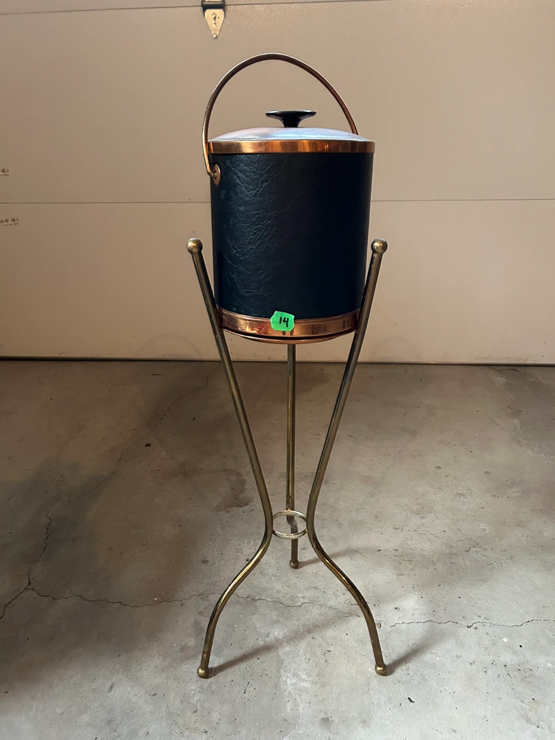 Vintage Ice Bucket with Brass Stand