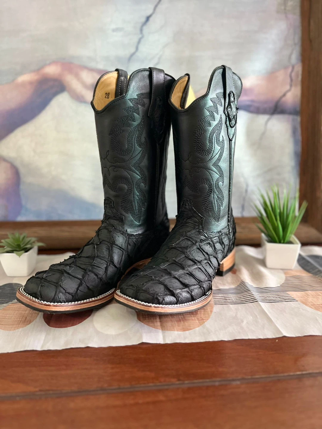 Luxury Black Pirarucú Exotic Boot & Belt Combo - photo 2