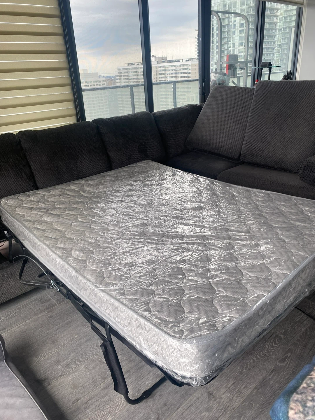 Grey Sectional Sofa with Pull-Out Bed - photo 2