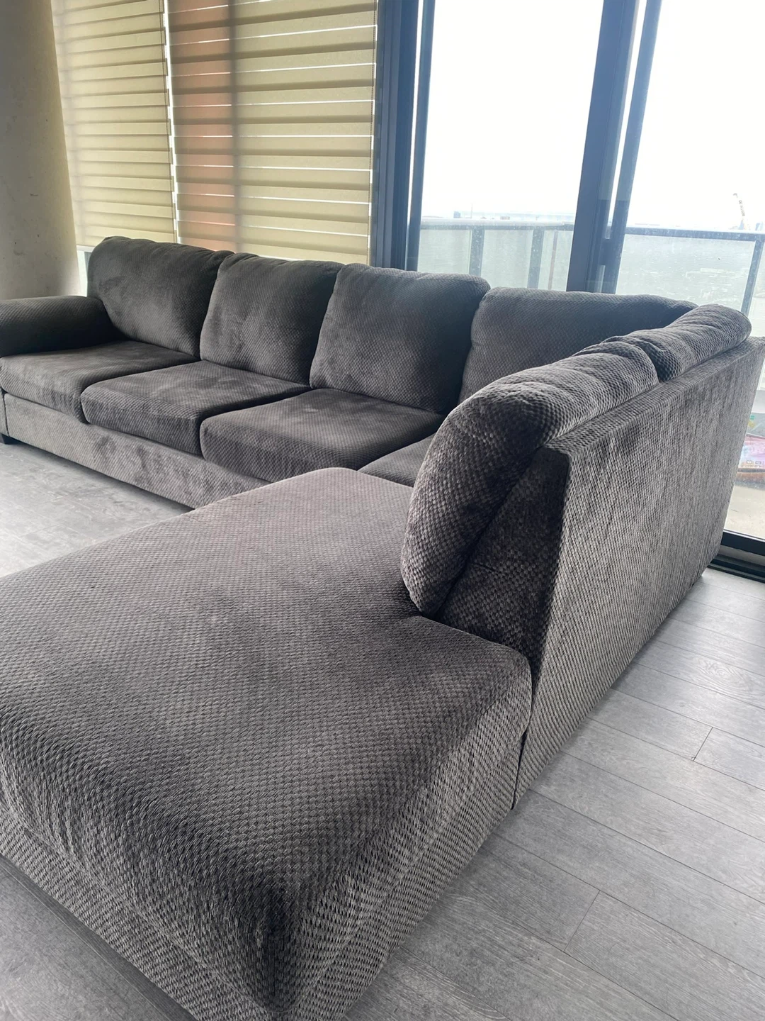 Grey Sectional Sofa with Pull-Out Bed - photo 5
