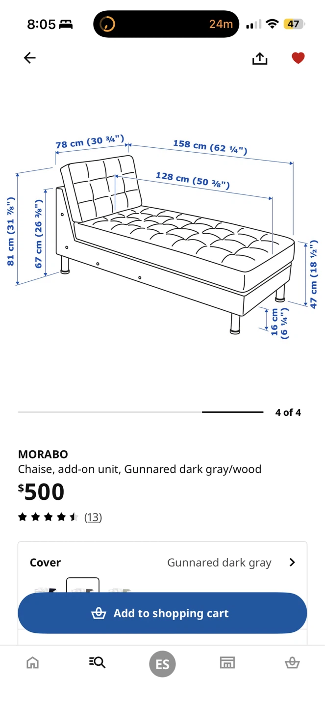 IKEA MORABO Chaise Add-on Unit - photo 2