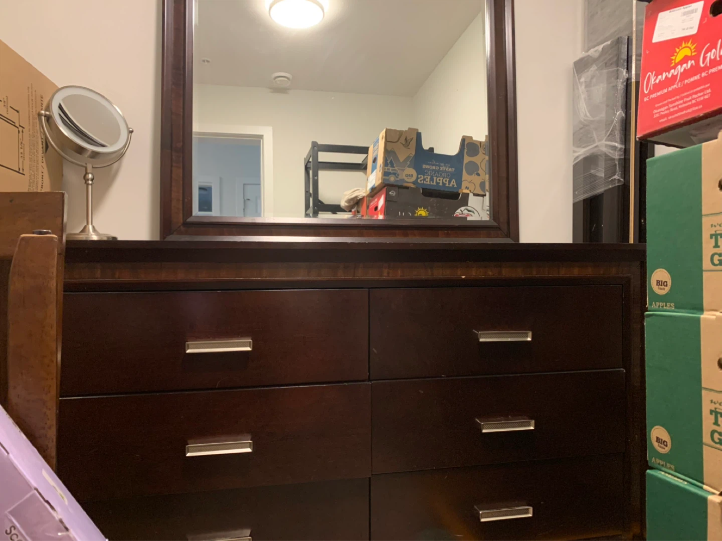 Dark Wood Dresser with Mirror and Bed Frame - photo 2
