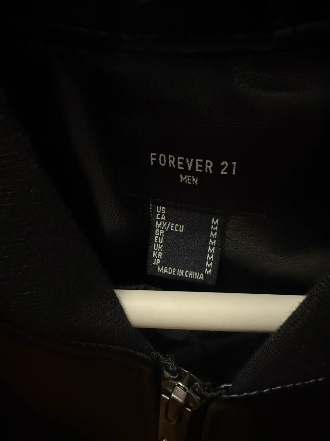 Forever 21 Men's Black Faux Leather Bomber Jacket - Size Medium - photo 3