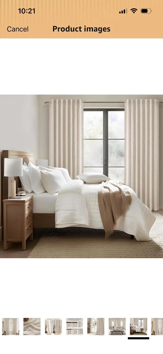 New-QJmydeco Natural Linen Blend black  out Curtains - 2 Panels