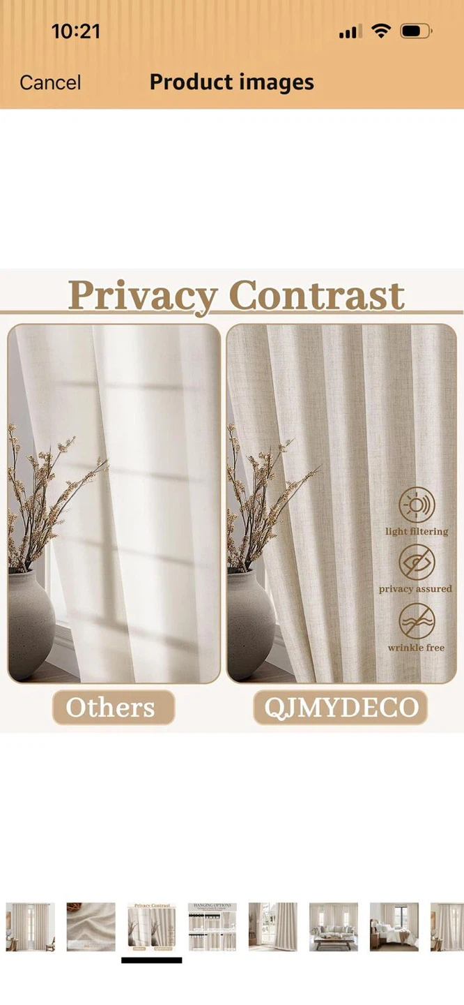New-QJmydeco Natural Linen Blend black  out Curtains - 2 Panels - photo 2