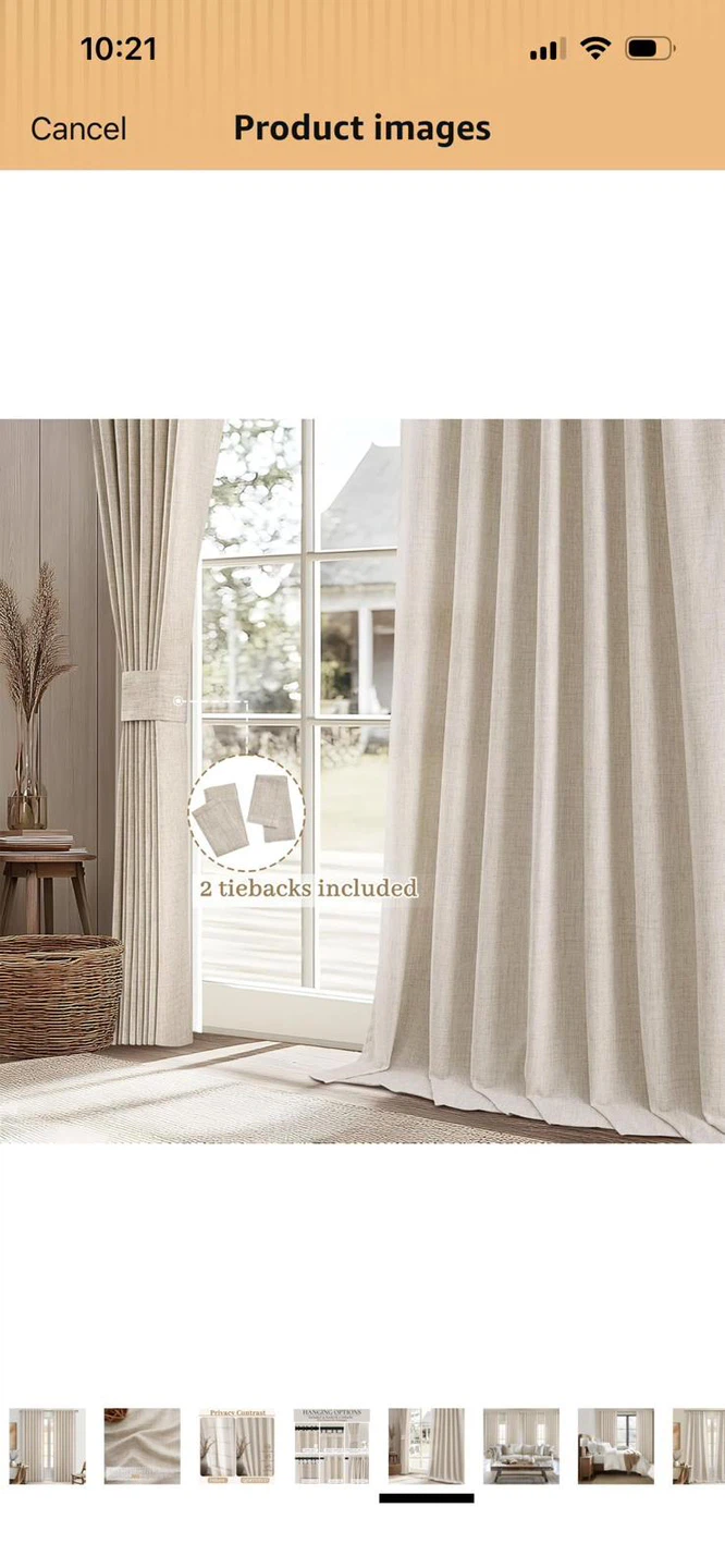 New-QJmydeco Natural Linen Blend black  out Curtains - 2 Panels - photo 3